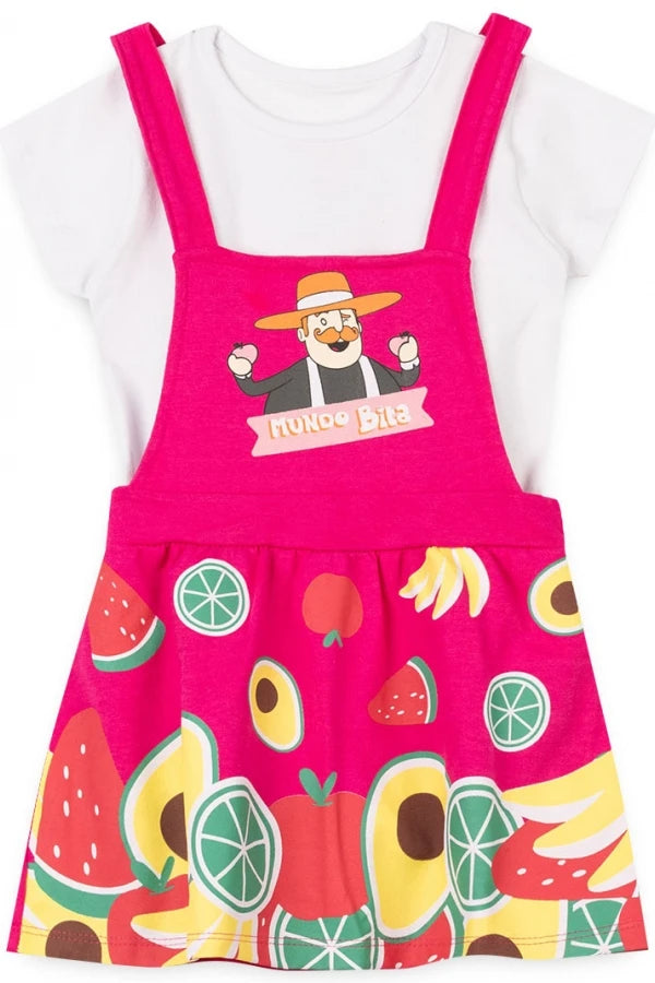 Salopete Feminina Baby - Festa Das Frutas - Mundo Bita - Tamanho P, M e G