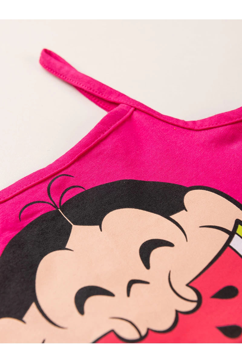 Vestido Feminino Infantil Magali Comilona - Turma da Mônica - Tamanhodo 2 ao 10