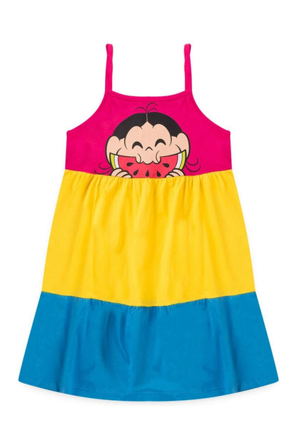 Vestido Feminino Infantil Magali Comilona - Turma da Mônica - Tamanhodo 2 ao 10